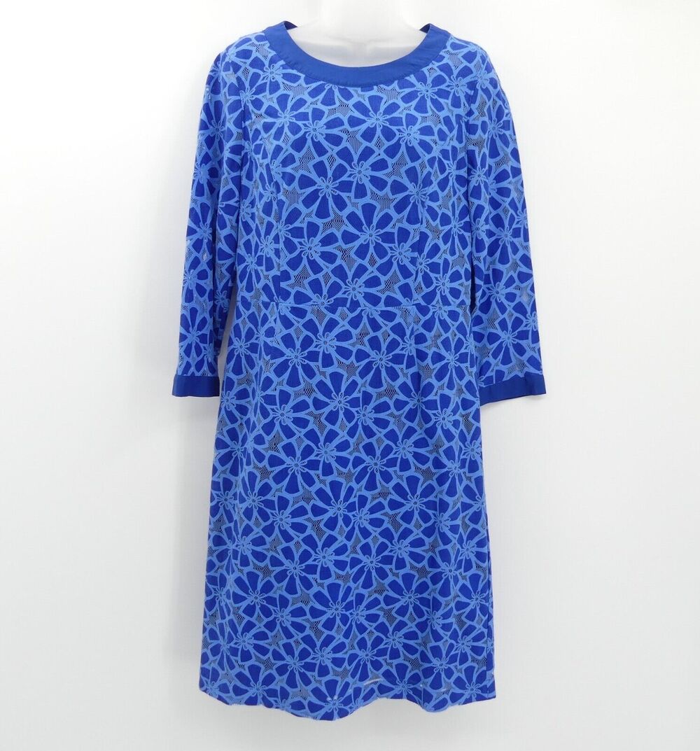 Lands' End Floral Lace Cotton Dress Size 10T Tall Blue Feminine Pretty Dainty